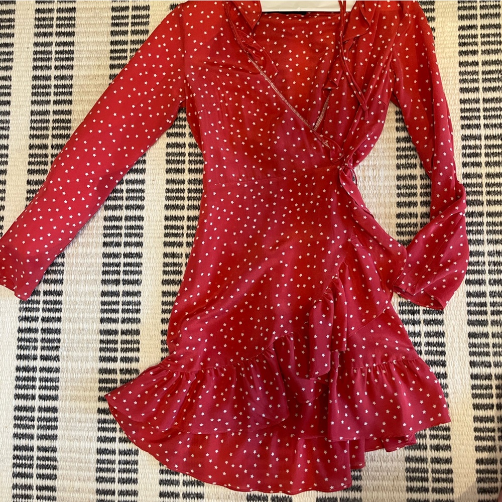 Realization par red and white star mini dress size XS